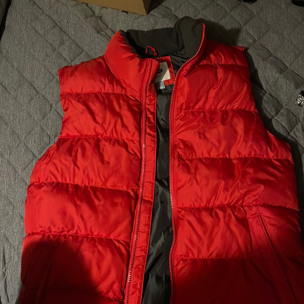 Red puffer vest